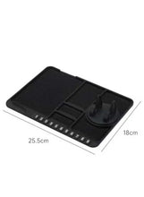Black silicone dashboard anti-skid mat, 25.5 x 18 cm, textured non-slip surface