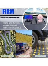 Black silicone dashboard anti-skid mat with strong grip textured surface and stand cutouts