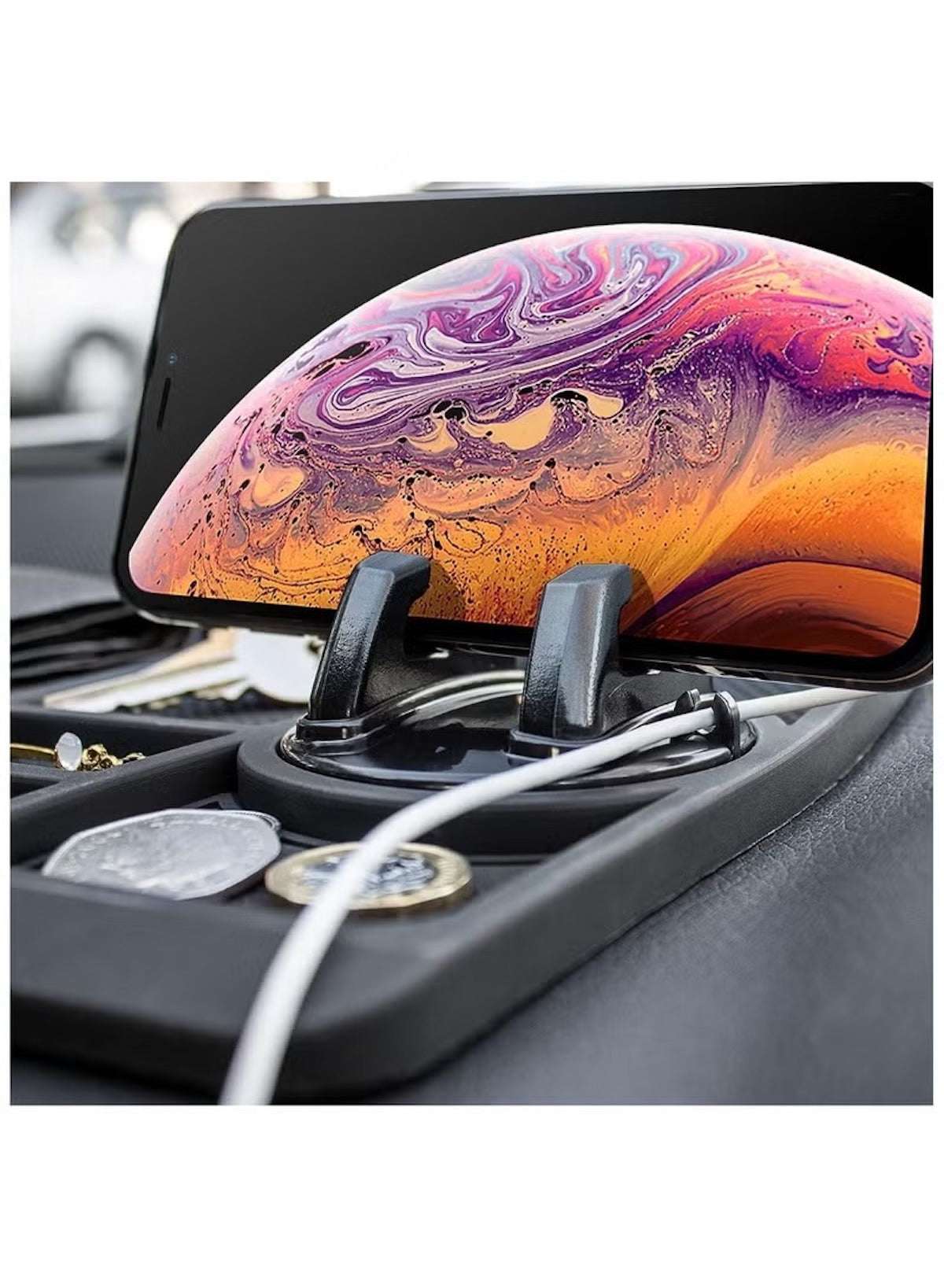 Huitich silicone anti-skid dashboard mat for secure phone and accessory placement in vehicles