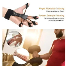 Black silicone hand grip exerciser worn on hand and wrist with looped finger openings