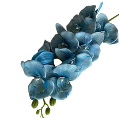 Blue silk artificial floral decor orchid stem with realistic petals by Huitich