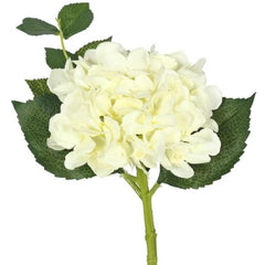 Huitich silk artificial hydrangea flowers bouquet with white blooms and green leaves