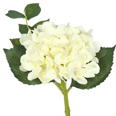 Huitich silk hydrangea blooms for home decor in soft white with green leaves artificial flower
