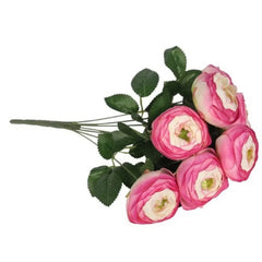 Huitich silk rose flower bouquet with pink and cream artificial blooms and green leaves