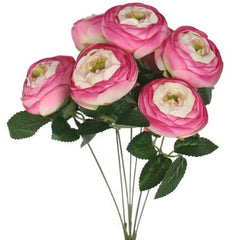 Huitich silk rose flower bouquet with pink and white artificial roses and green leaves
