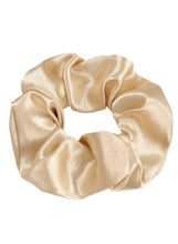 Gold satin silk scrunchie with gathered ruffle loops