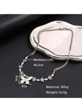 Butterfly pendant necklace, 46.5cm chain length; alloy; 3cm charm