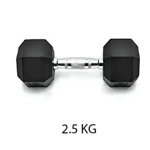 2.5 kg black hex dumbbell with chrome handle