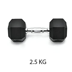 Huitich single gym dumbbell for home workout 2.5 kg with hexagonal black weights and chrome handle