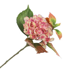 Huitich pink silk hydrangea bouquet artificial flowers with green and orange leaves