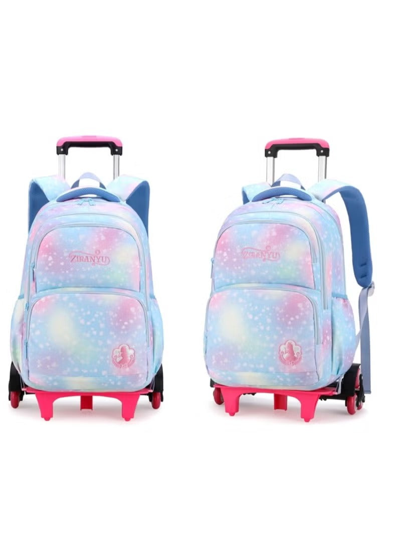 Huitich six wheel trolley school bag with colorful design and smooth rolling wheels for kids