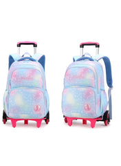 Huitich six wheel trolley school bag with colorful design and smooth rolling wheels for kids