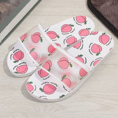 Huitich size 38 39 slip on sandals with pink peach print and white sole for casual wear