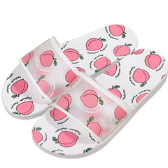 Huitich size 38 39 slip on sandals with pink peach pattern on white base