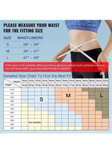 Back brace size chart, waist measurement table in inches for S, M, and L