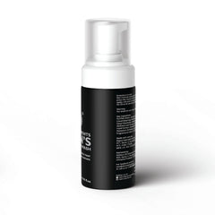Black foam pump bottle men's intimate wash with white cap for gentle daily cleansing and freshness