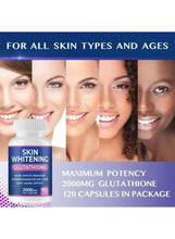 Skin whitening glutathione capsules bottles, 2000mg maximum potency, 120 capsules
