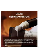 Centella eye cream tube dispensing thick white cream, rich texture