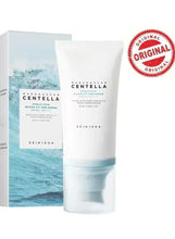 Centella water fit sun serum SPF 50+ in a white squeeze tube with cap