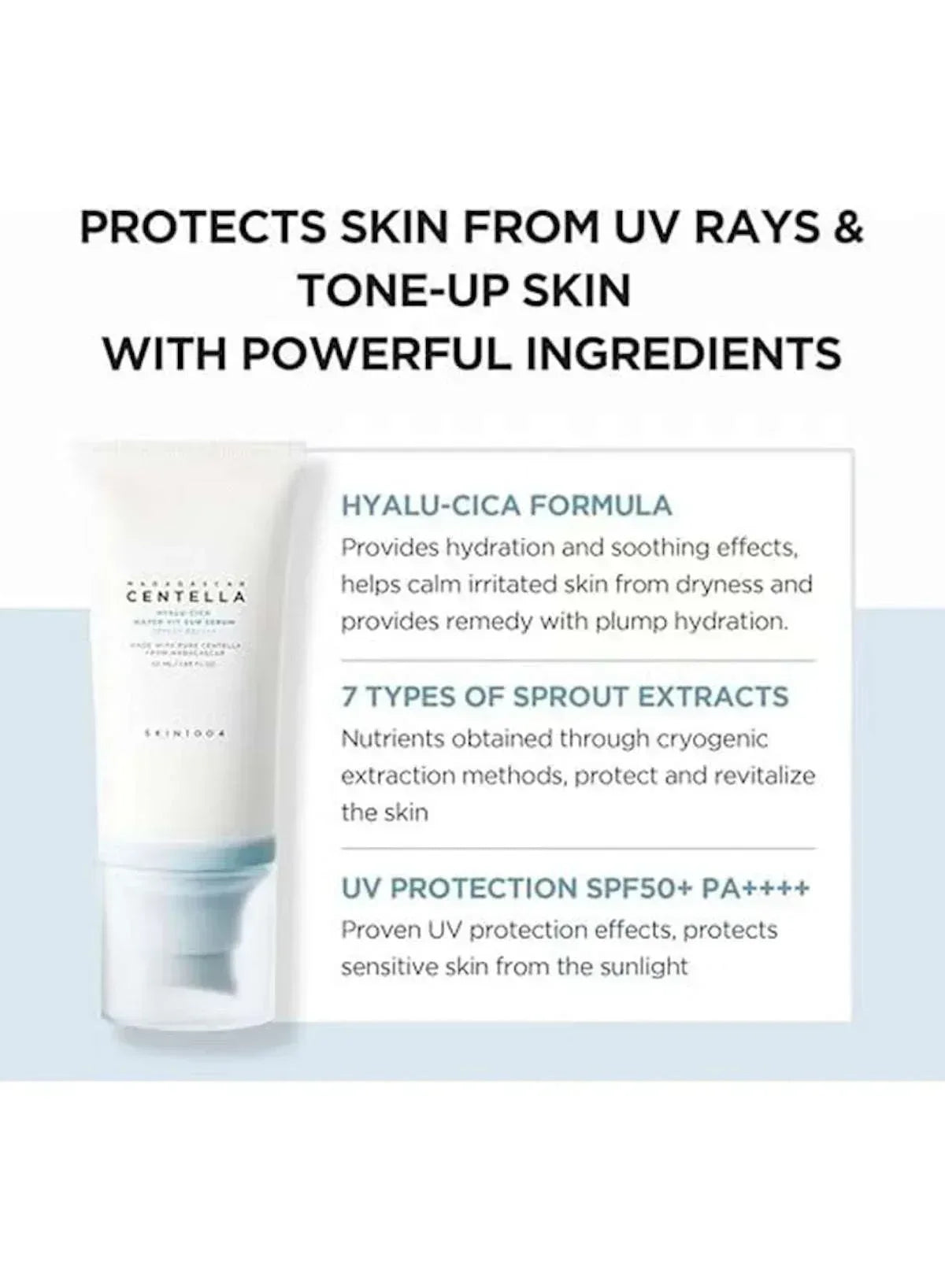 Madagascar Centella Hyalu Cica Water Fit Sun Serum SPF 50+ - Mumzar