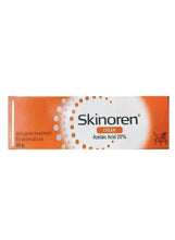 Skinoren cream box, 30 g tube and carton with orange and white design