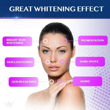 Glutathione whitening pill bottle with silver cap and blue label for dark spots
