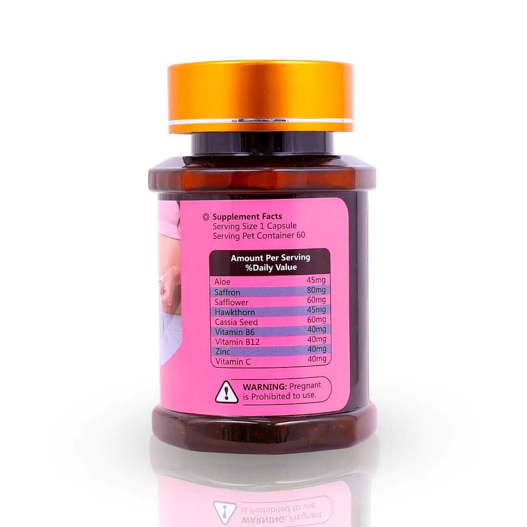 BEAUTY AMBITION saffron slimming tea for weight loss bottle with orange cap and pink supplement facts label