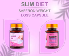 BEAUTY AMBITION saffron slimming tea for weight loss two brown bottles with orange caps and pink labels