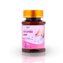 Saffron weight loss slimming capsule bottle with orange cap and pink label