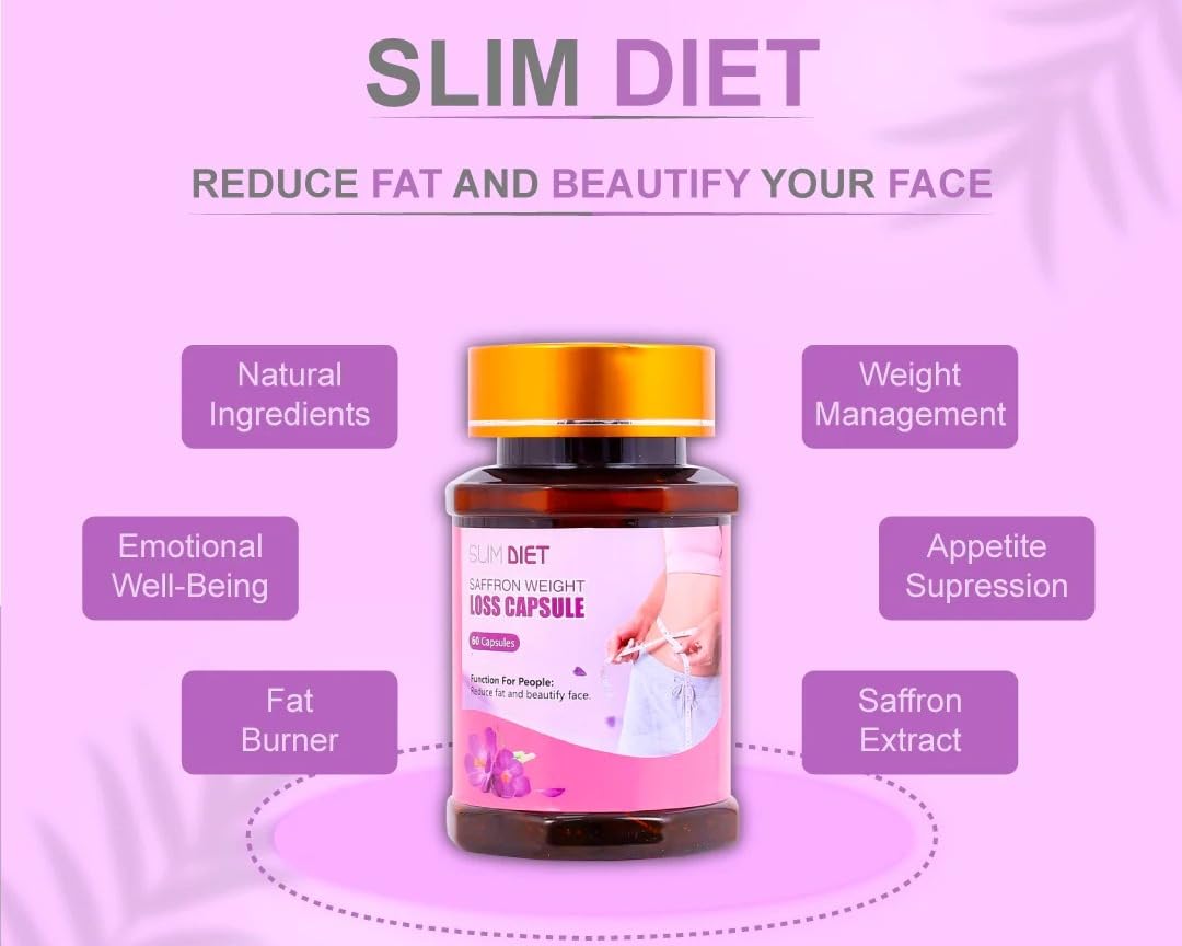 BEAUTY AMBITION Slim Diet capsule bottle saffron slimming tea for weight loss with benefit labels