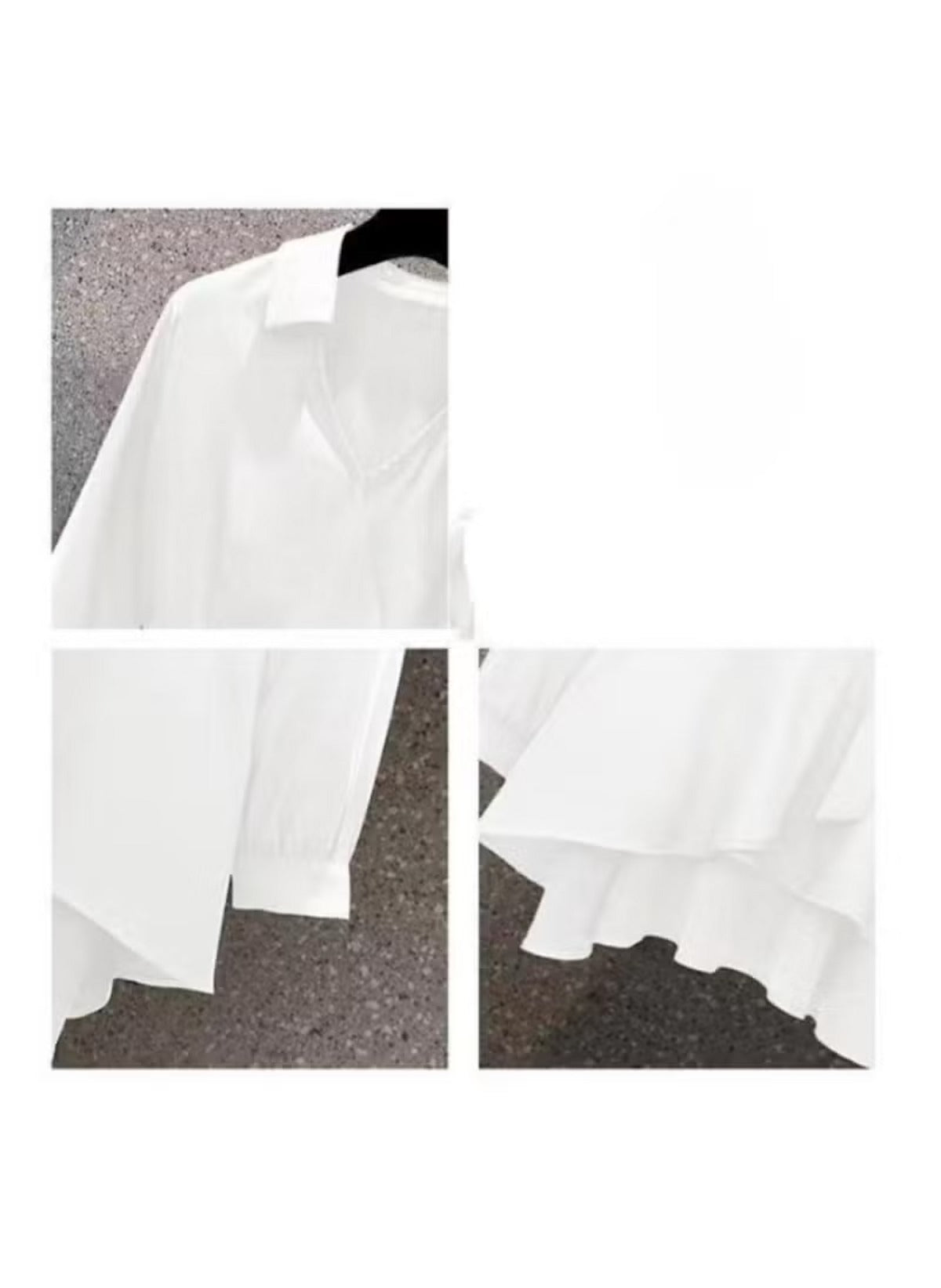 White slim fit plus size long sleeve top by Huitich with collar and cuff details
