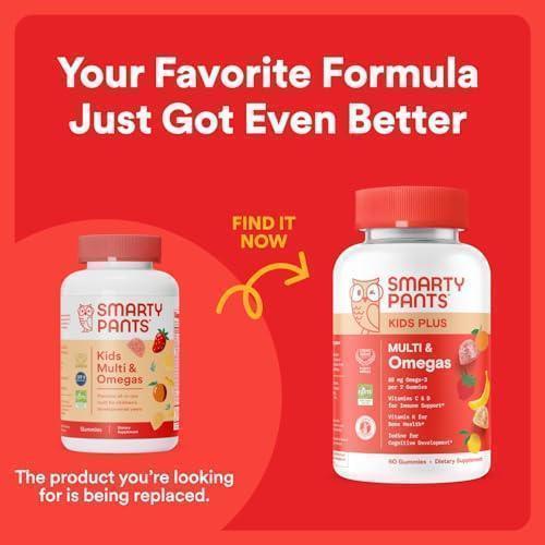 SmartyPants Kids Multivitamin Gummies: Omega 3 Fish Oil (EPA/DHA), Vitamin D3, C, Vitamin B12, B6, A, K & Zinc for Immune Support, Biotin, Gluten Free, Three Fruit Flavors, 120 Count (30 Day Supply) - Mumzar