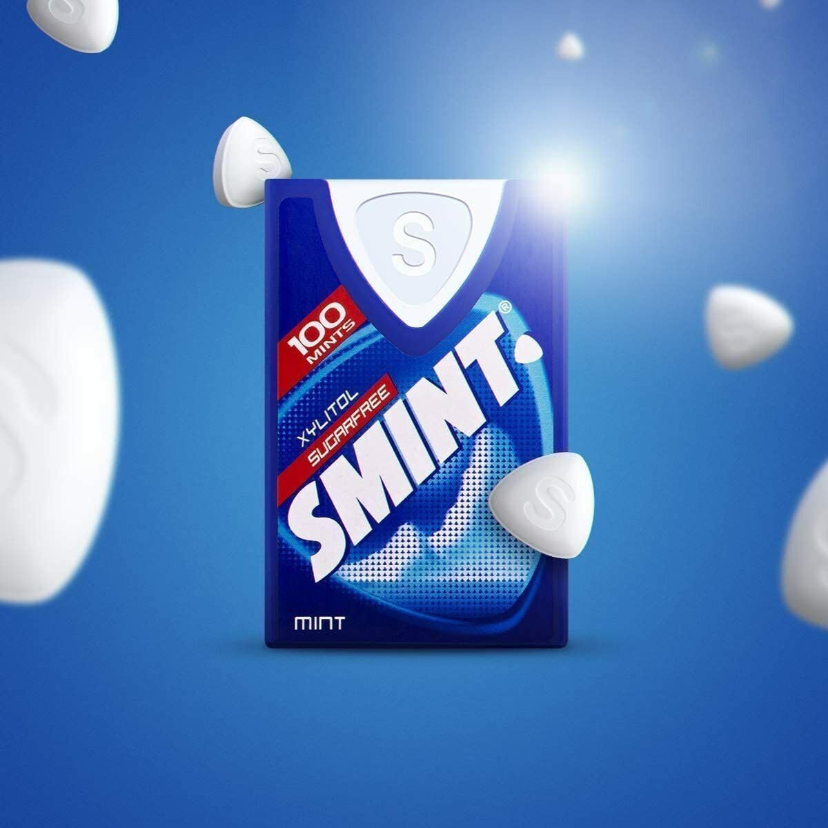 Smint blue pack of triangular white sugarfree mints with xylitol 100 count for fresh breath