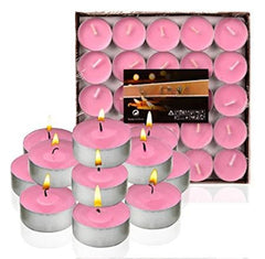 Huitich smokeless tea light candles pink flameless candles set with metal casing pack