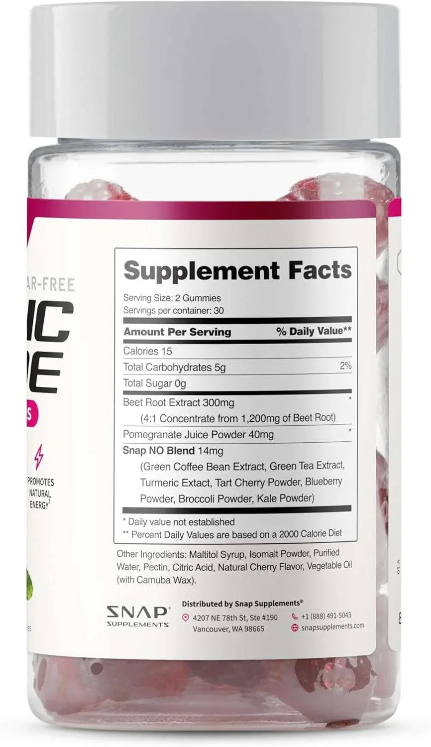 Snap Supplements Nitric Oxide Beet Root Gummies – 60 Gummies - Mumzar