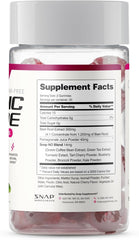 Snap Supplements jar of pink red nitric oxide supplement gummies with Supplement Facts label visible