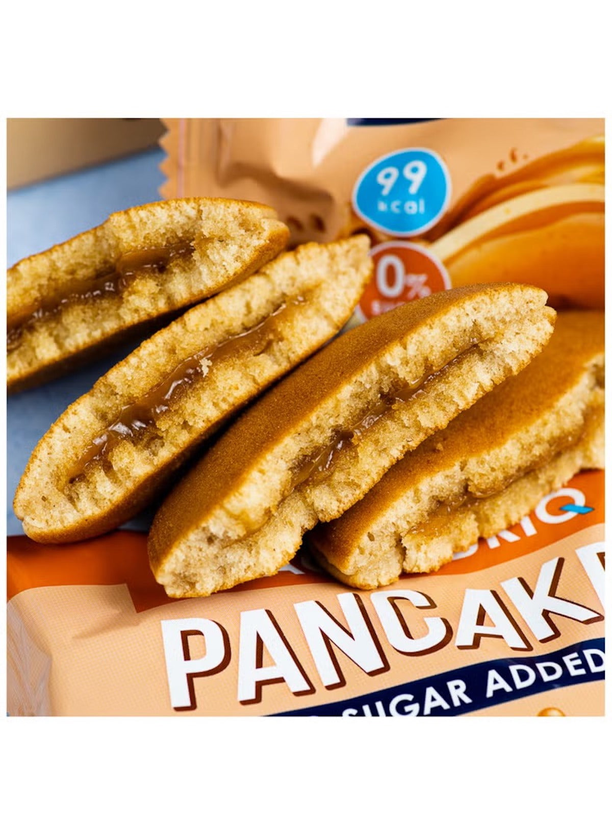 Snaq Fabriq protein pancake with caramel filling, soft and delicious dessert bars for a healthy snack