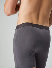 Natural Feelings soft cotton mens boxer shorts in dark gray worn by male model from the back