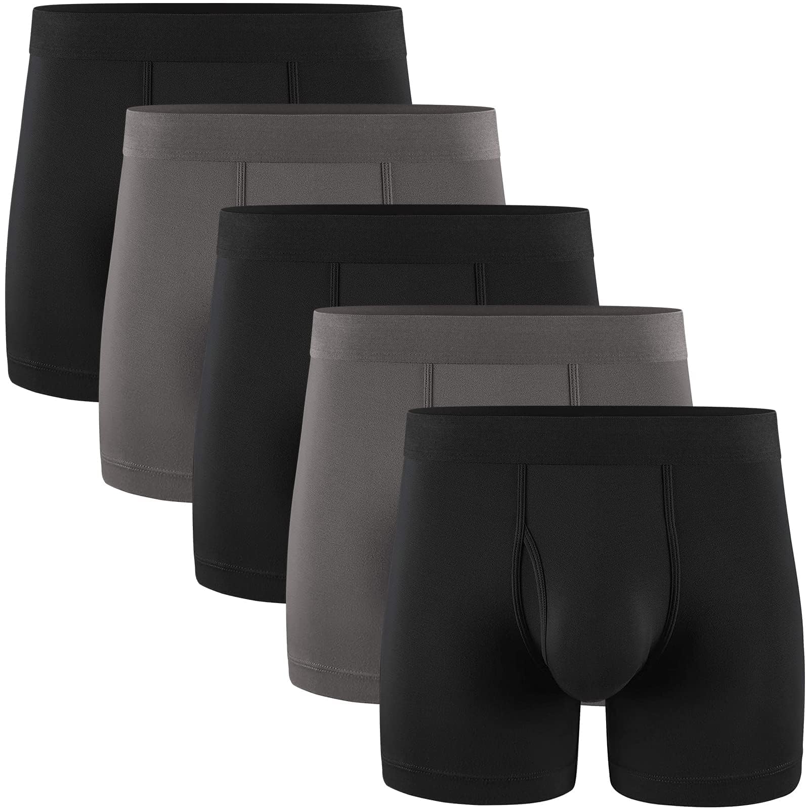 Natural Feelings soft cotton mens boxer shorts in black and gray five-pack for comfortable wear