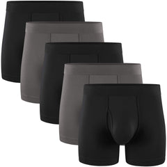 Natural Feelings soft cotton mens boxer shorts in black and gray five-pack for comfortable wear
