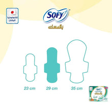 Sofy sanitary pads size chart with 29 cm highlighted; 23 and 35 cm; 52 pack