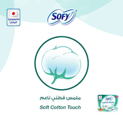 SOFY sanitary pads large with wings pack displaying Soft Cotton Touch cotton icon and product box