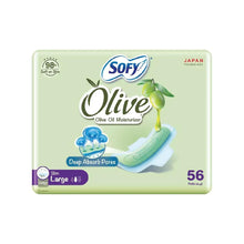 Sanitary pad pack, slim large with wings, olive design, 56-count