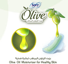 Sanitary pad with wings, olive oil design, green droplet inset