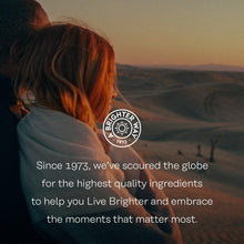 Close view of person outdoors with Brighten Your Way seal logo and text overlay
