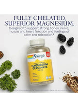Solaray magnesium glycinate supplement bottle with front label, 350 mg