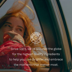 SOLARAY magnesium glycinate 350mg supplement lifestyle image of woman leaning from car window smiling with brand seal