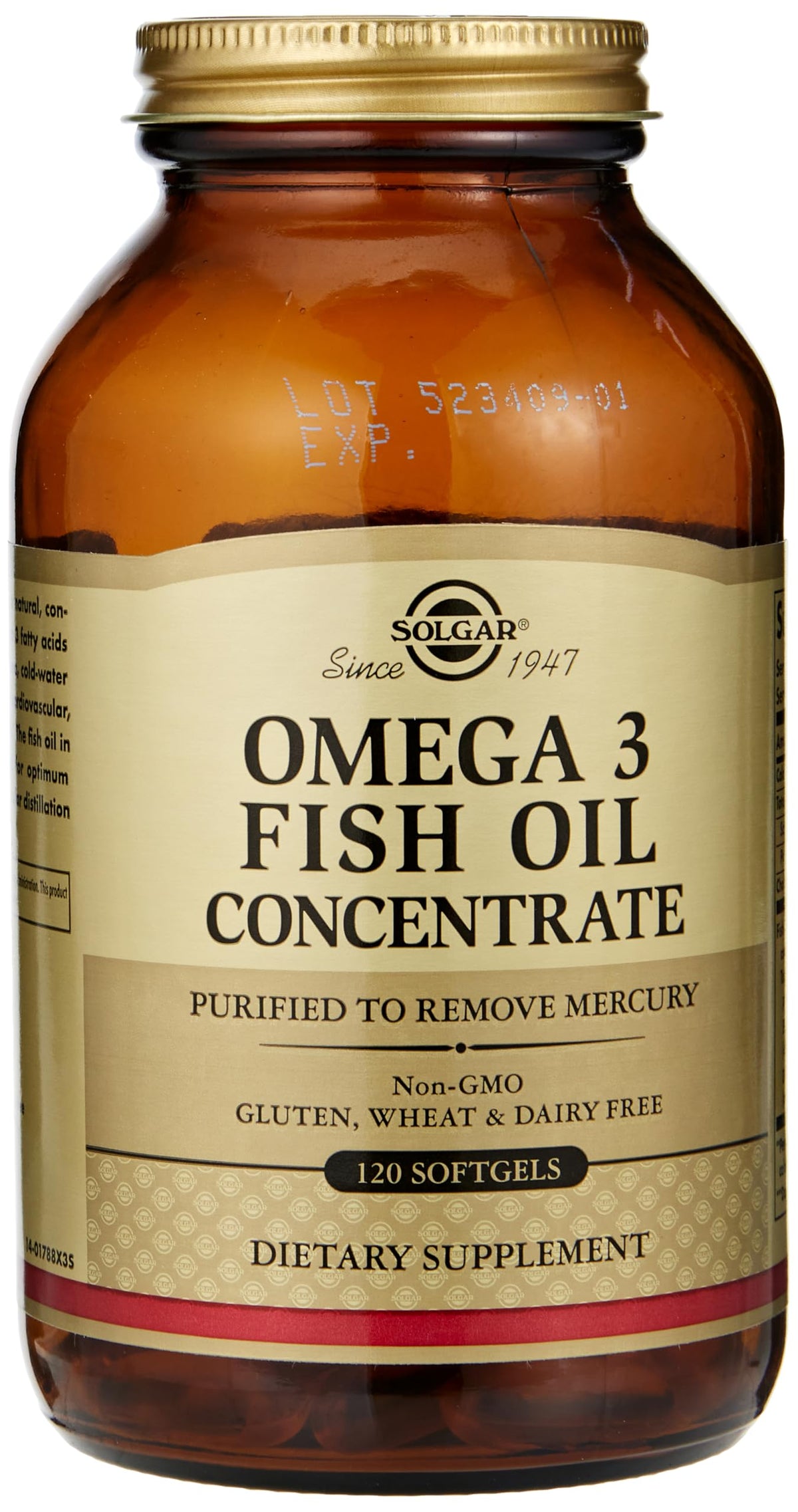 Solgar Omega 3 Fish Oil Concentrate bottle 120 softgels purified to remove mercury Omega-3 fish oil supplements UAE
