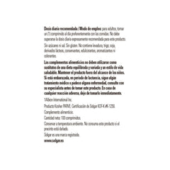 Back label of Solgar chelated copper tablets bottle showing Spanish dosage instructions and product information