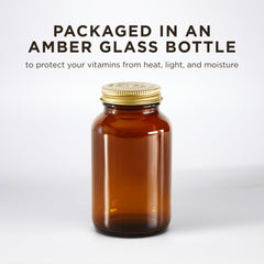 Solgar Vitamin D3 softgels packaged in amber glass bottle with gold screw cap to protect from light